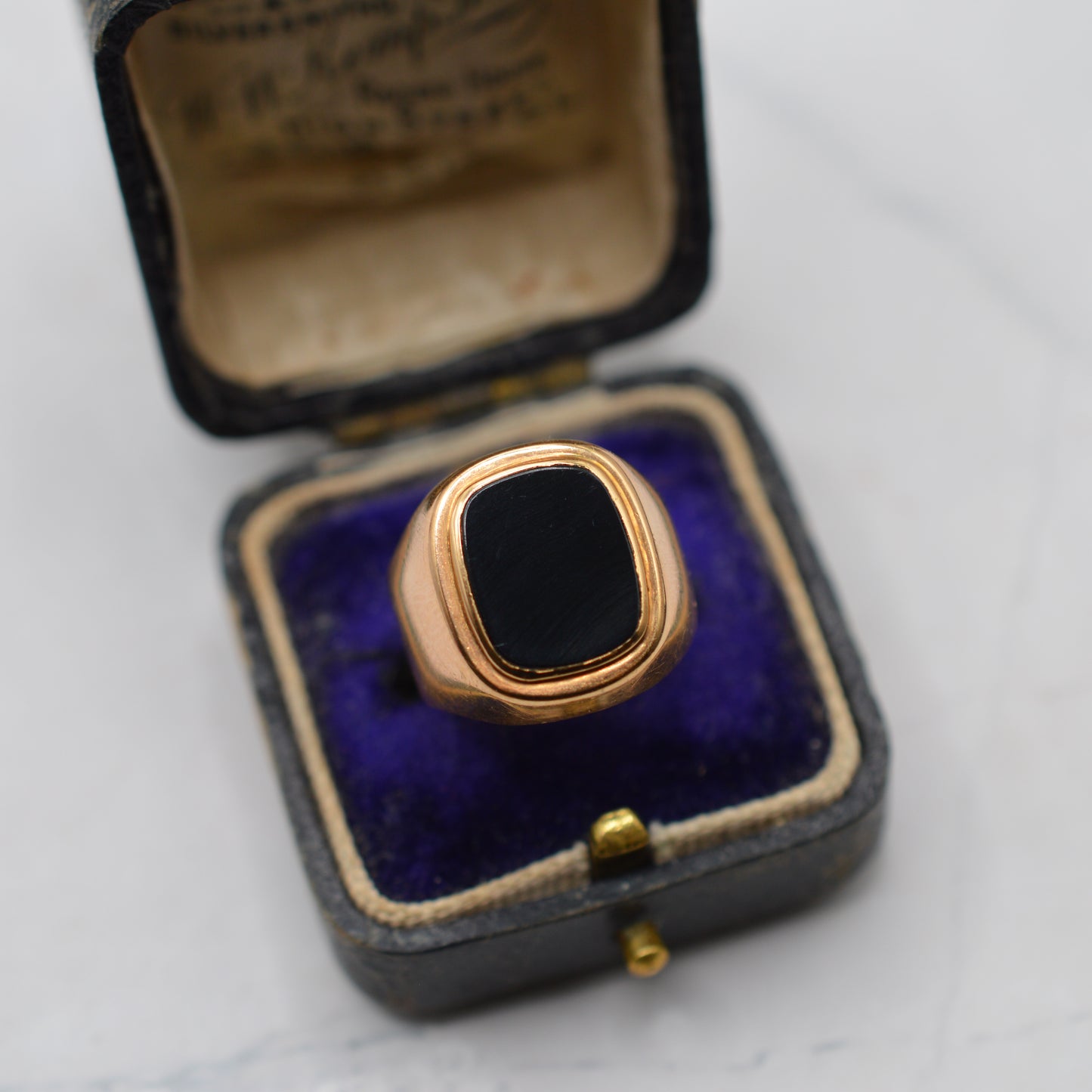 Chunky 1960s Swedish 18ct Gold Onyx Signet Ring