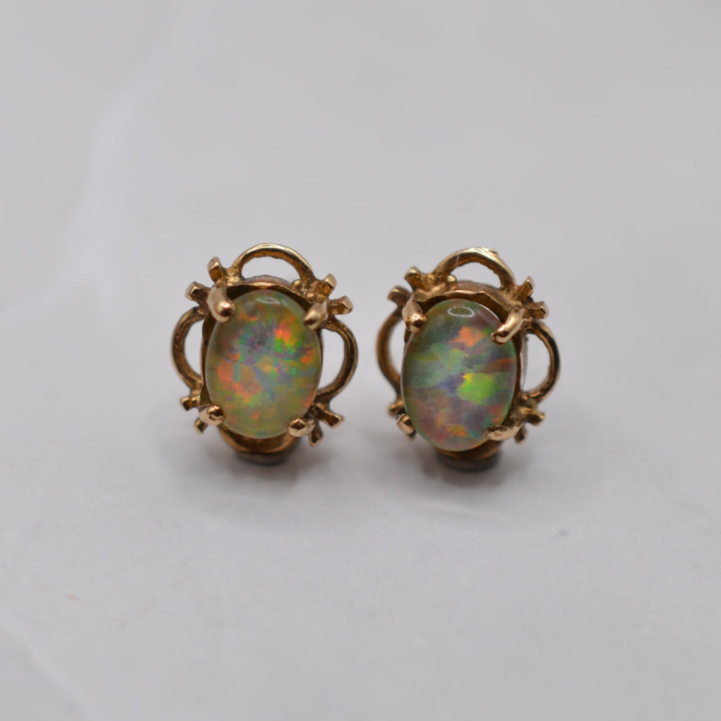 1990s 9ct Gold Opal Triplet Stud Earrings