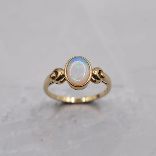 1980s 9ct Gold Opal Solitaire Ring