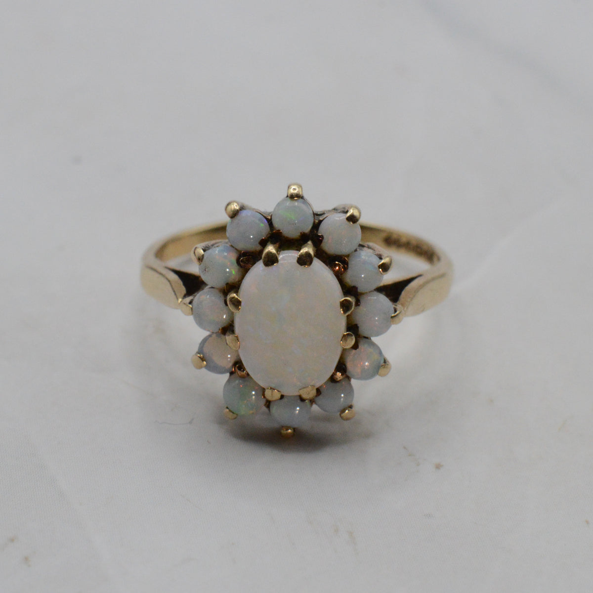 1980s 9ct Gold Opal Cluster Ring
