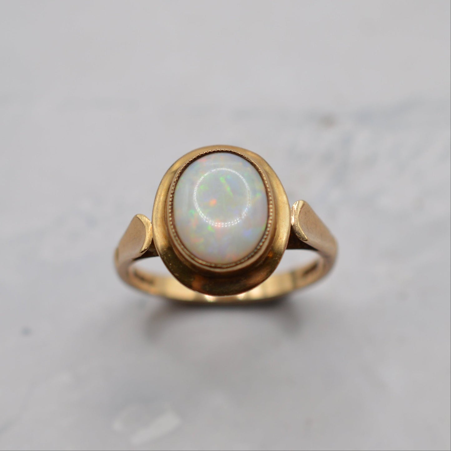 1970s Vintage 9ct Gold Opal Solitaire Ring