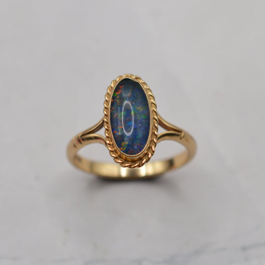 1980s 9ct Gold Opal Triplet Solitaire Ring