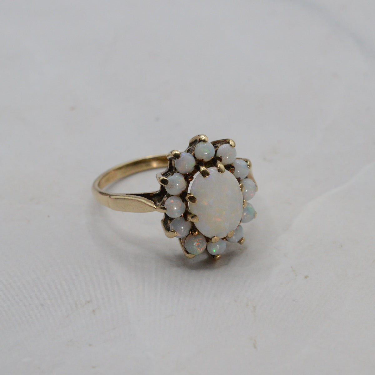 1980s 9ct Gold Opal Cluster Ring
