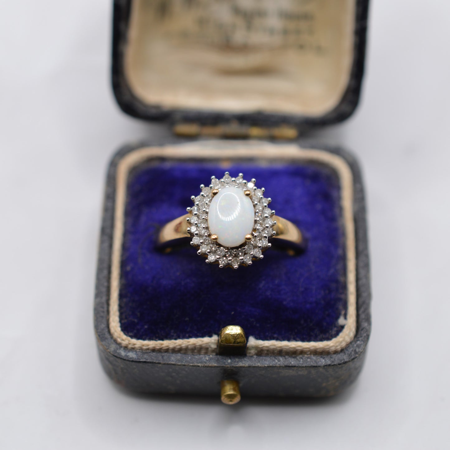 9ct Gold Opal & Diamond Cluster Ring