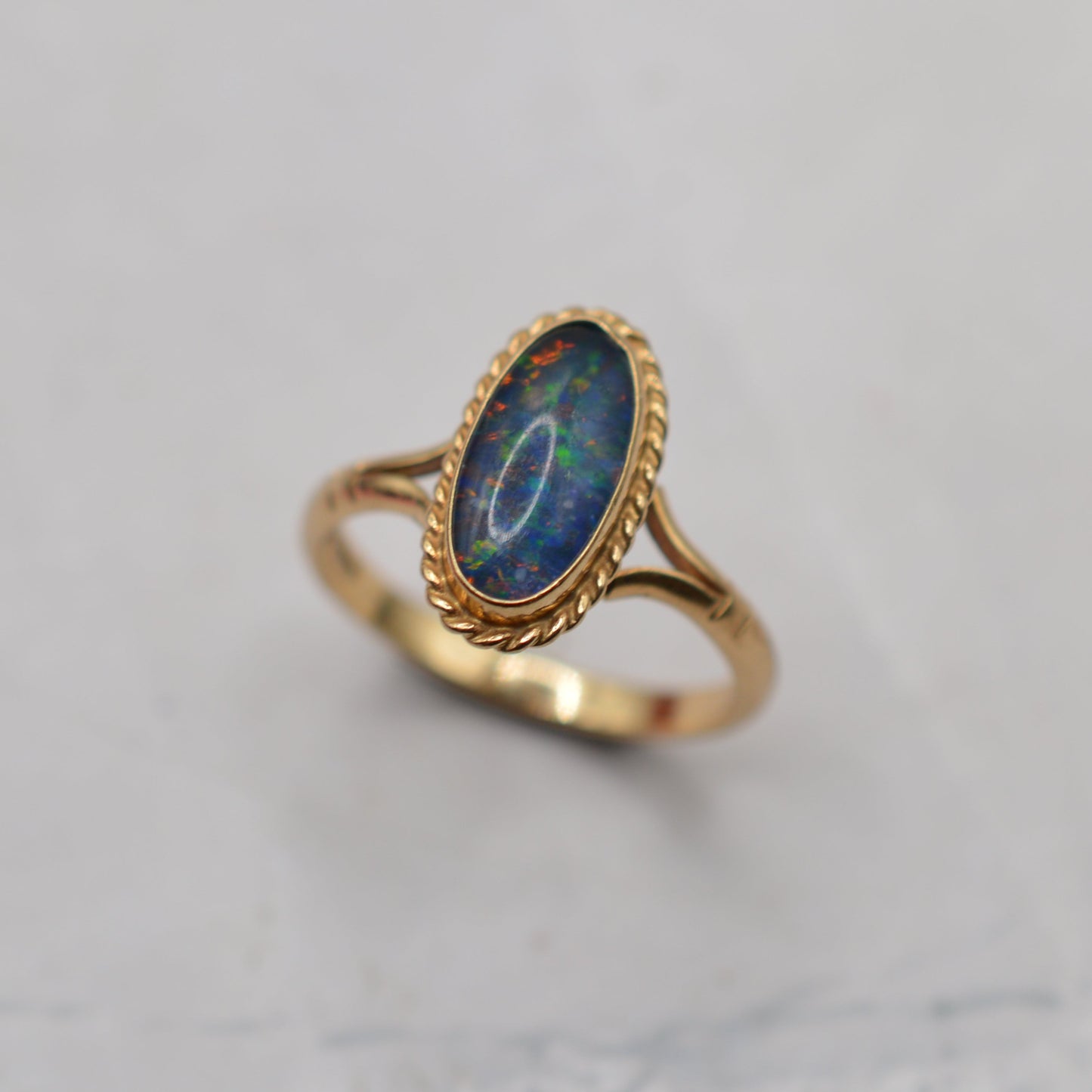 1980s 9ct Gold Opal Triplet Solitaire Ring