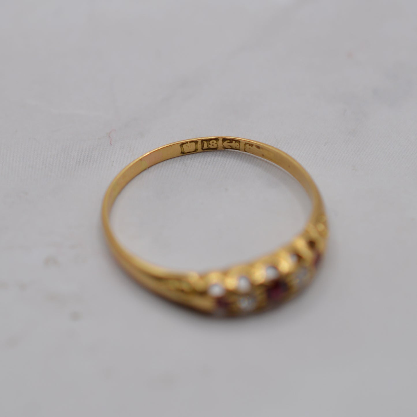 Antique Late Victorian 18ct Gold Ruby & Diamond Five-Stone Ring