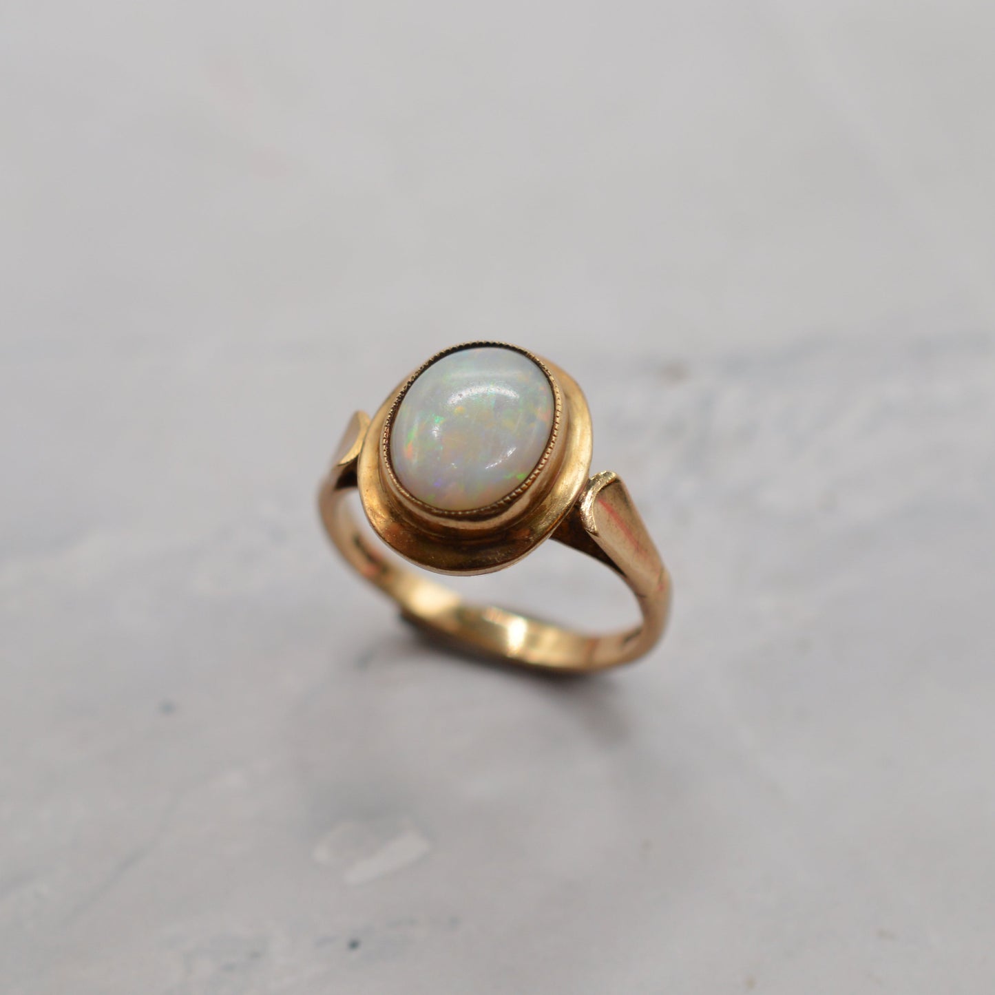 1970s Vintage 9ct Gold Opal Solitaire Ring