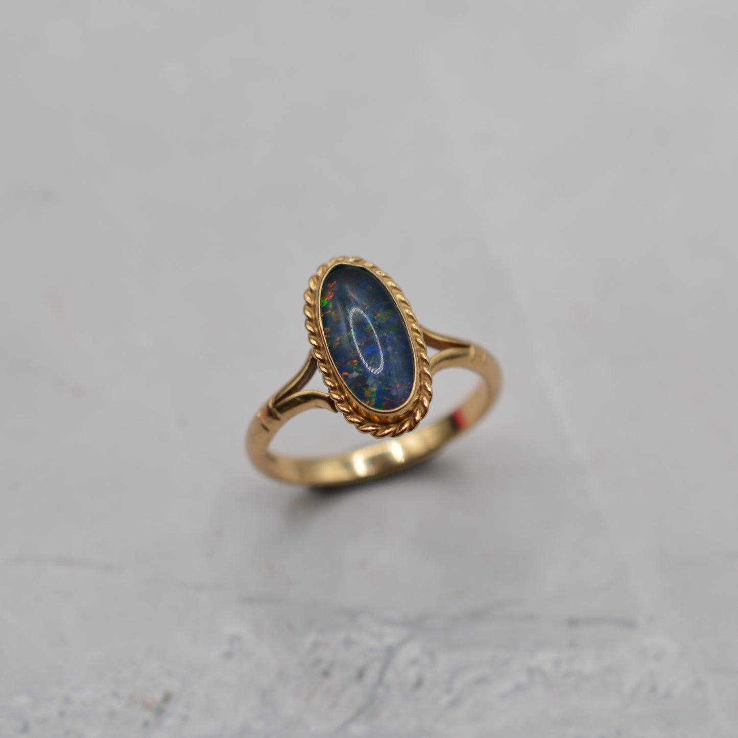 1980s 9ct Gold Opal Triplet Solitaire Ring
