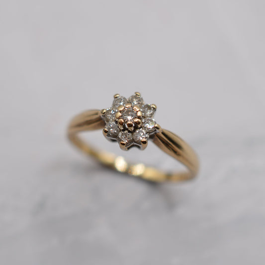 9ct Gold 0.25ct Diamond Floral Cluster Ring