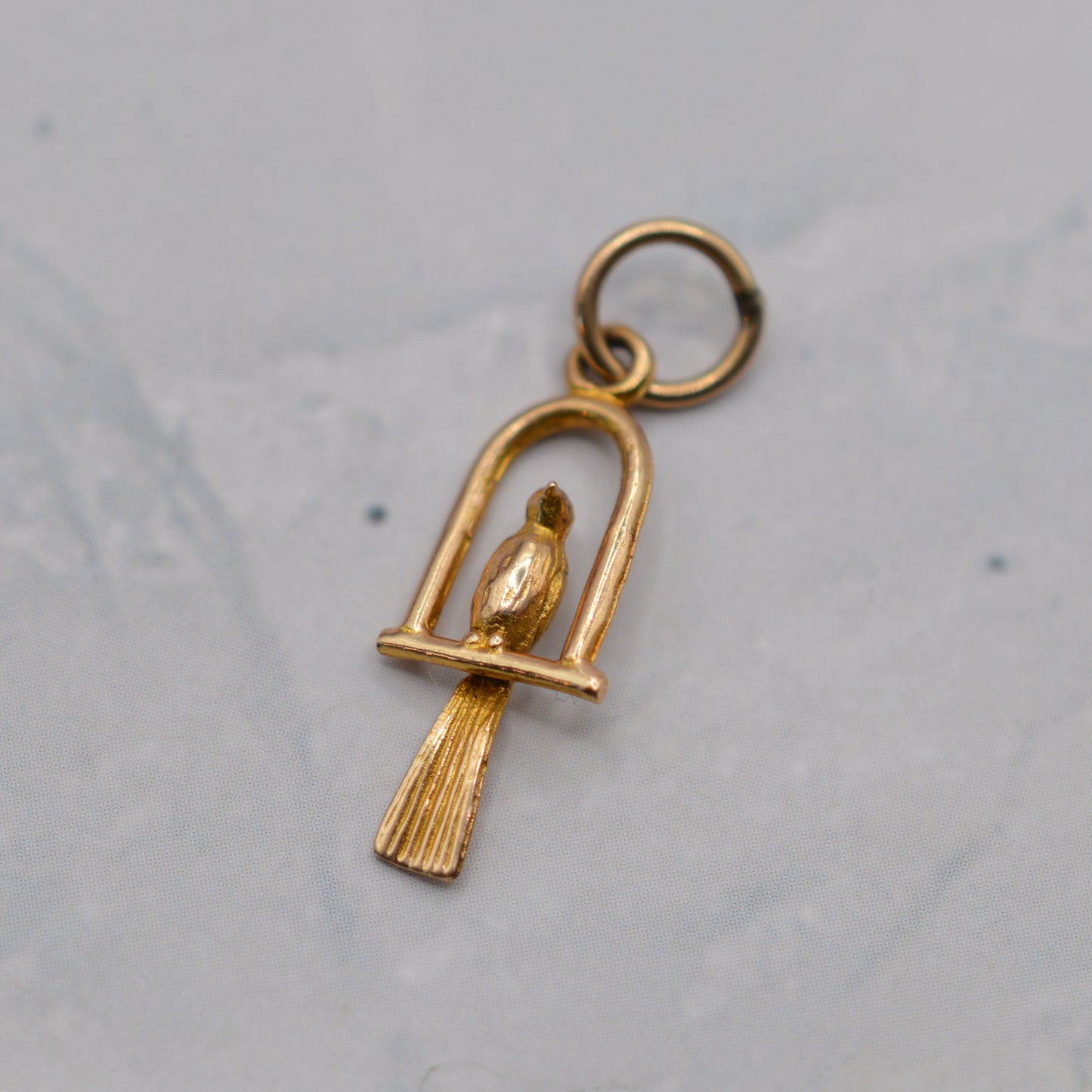 1970s Vintage 9ct Gold Perched Bird Charm
