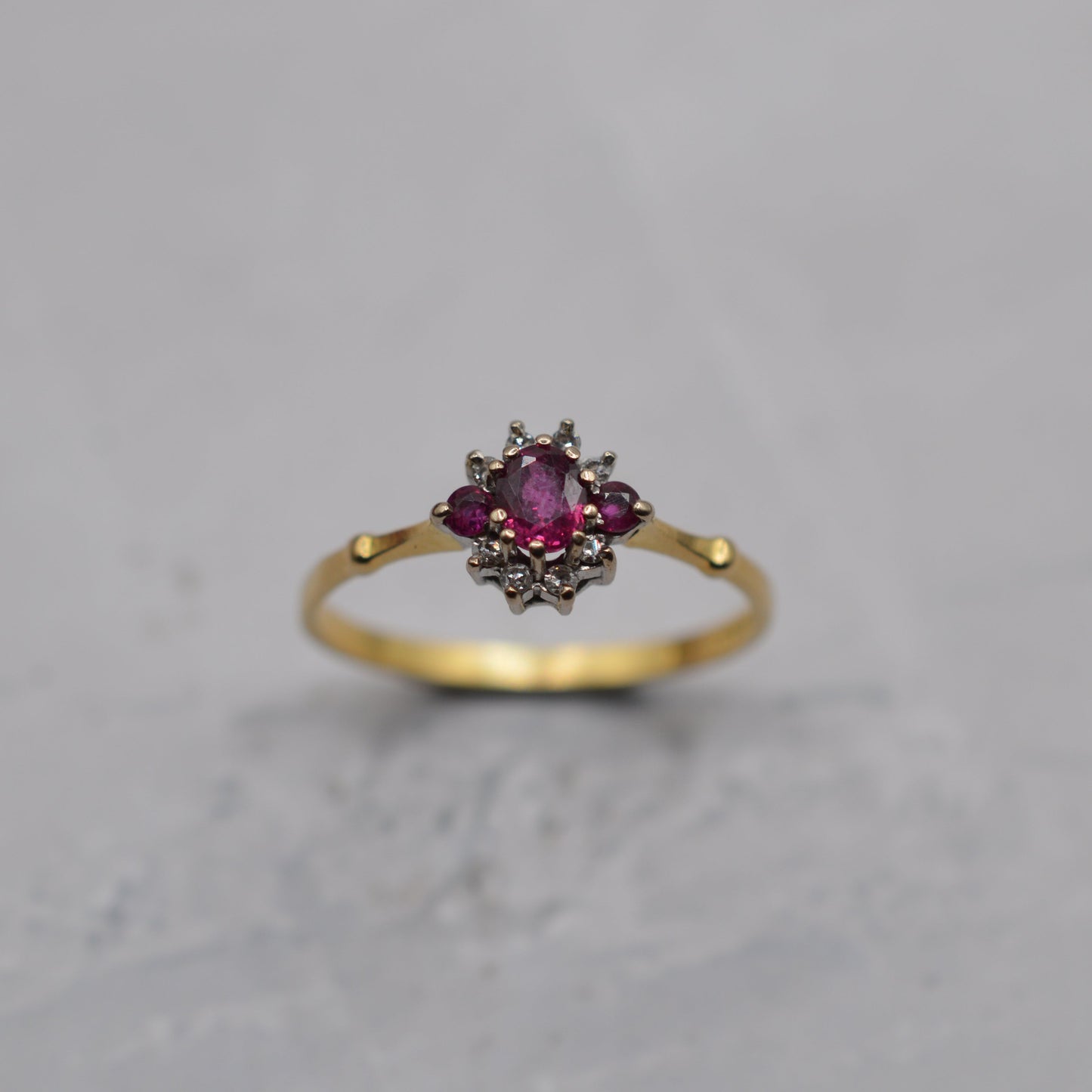 1980s 18ct Gold Ruby & Diamond Cluster Ring