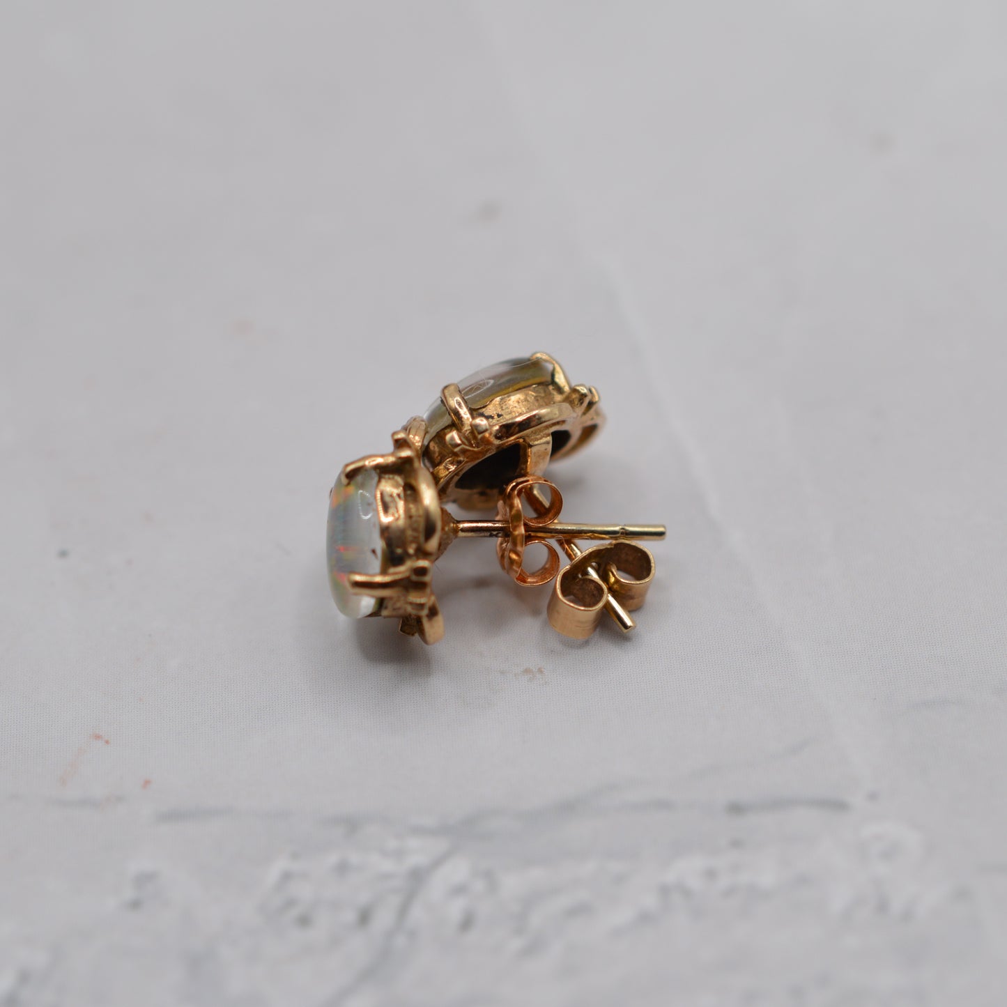 1990s 9ct Gold Opal Triplet Stud Earrings