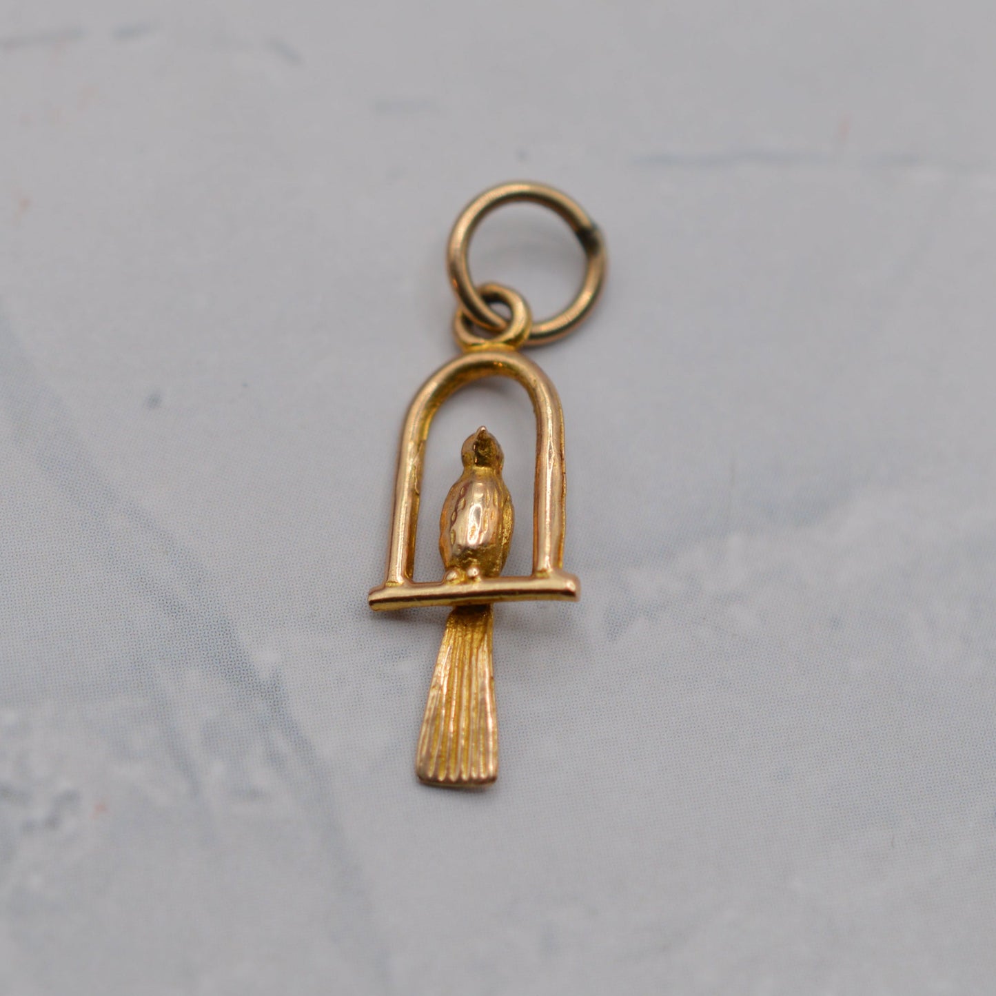 1970s Vintage 9ct Gold Perched Bird Charm