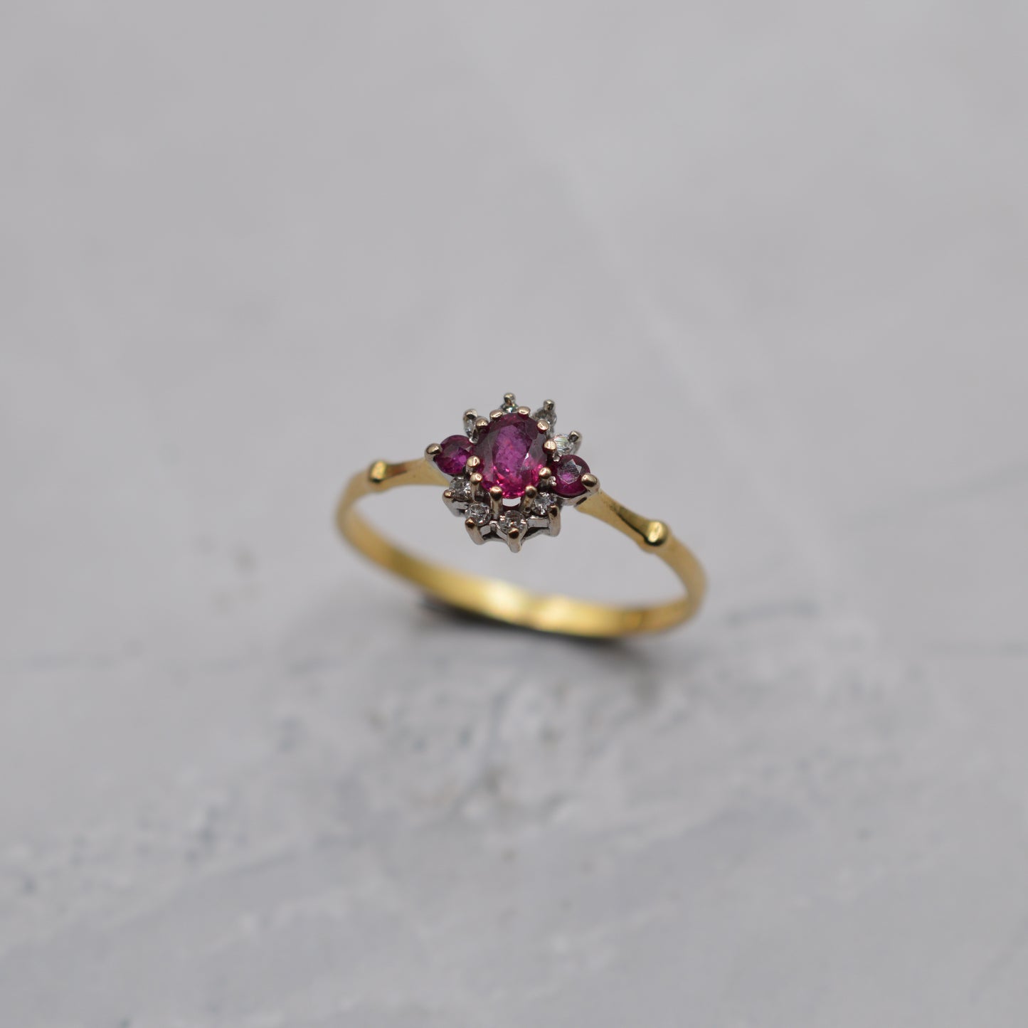 1980s 18ct Gold Ruby & Diamond Cluster Ring