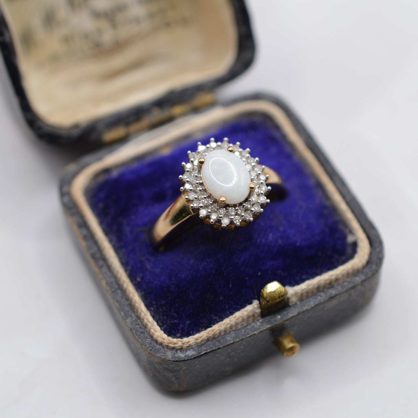 9ct Gold Opal & Diamond Cluster Ring
