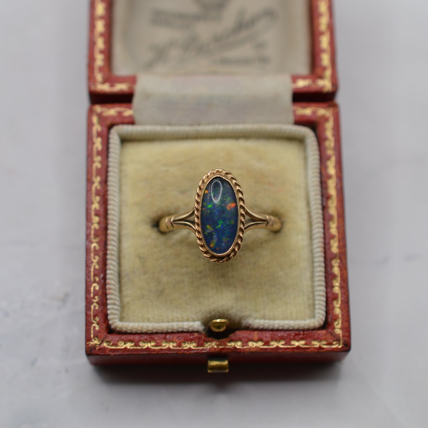 1980s 9ct Gold Opal Triplet Solitaire Ring