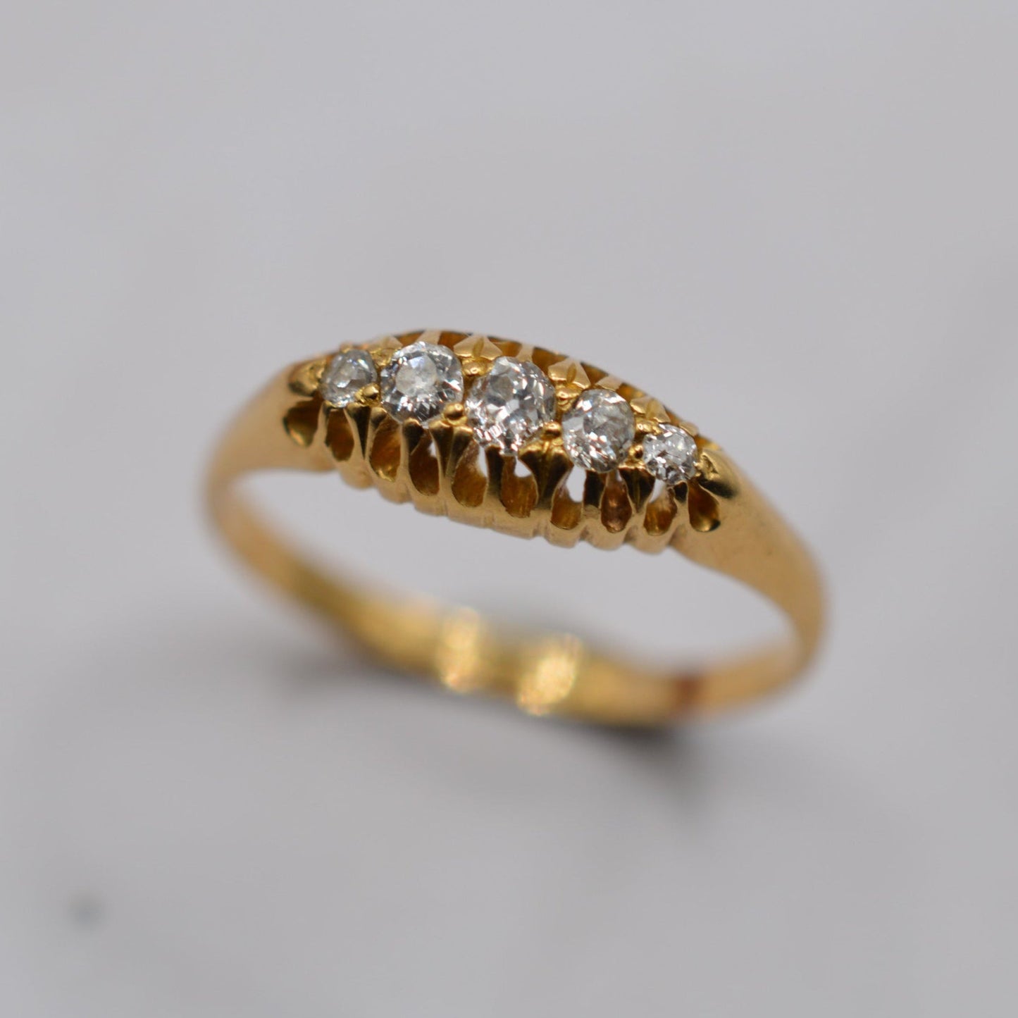Edwardian Antique 18ct Gold Diamond Five-Stone Ring