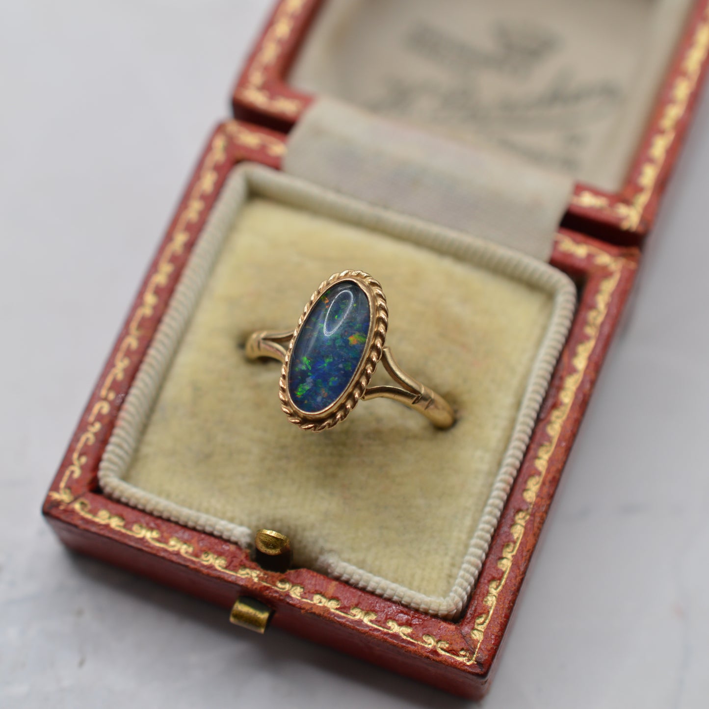 1980s 9ct Gold Opal Triplet Solitaire Ring