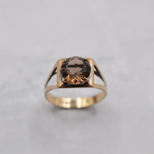 1970s Vintage 9ct Gold Smoky Quartz Ring