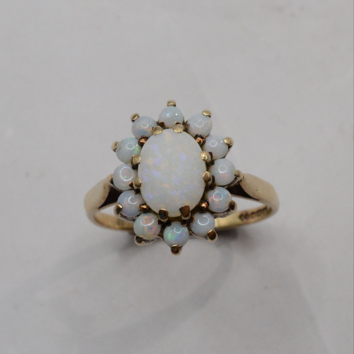 1980s 9ct Gold Opal Cluster Ring