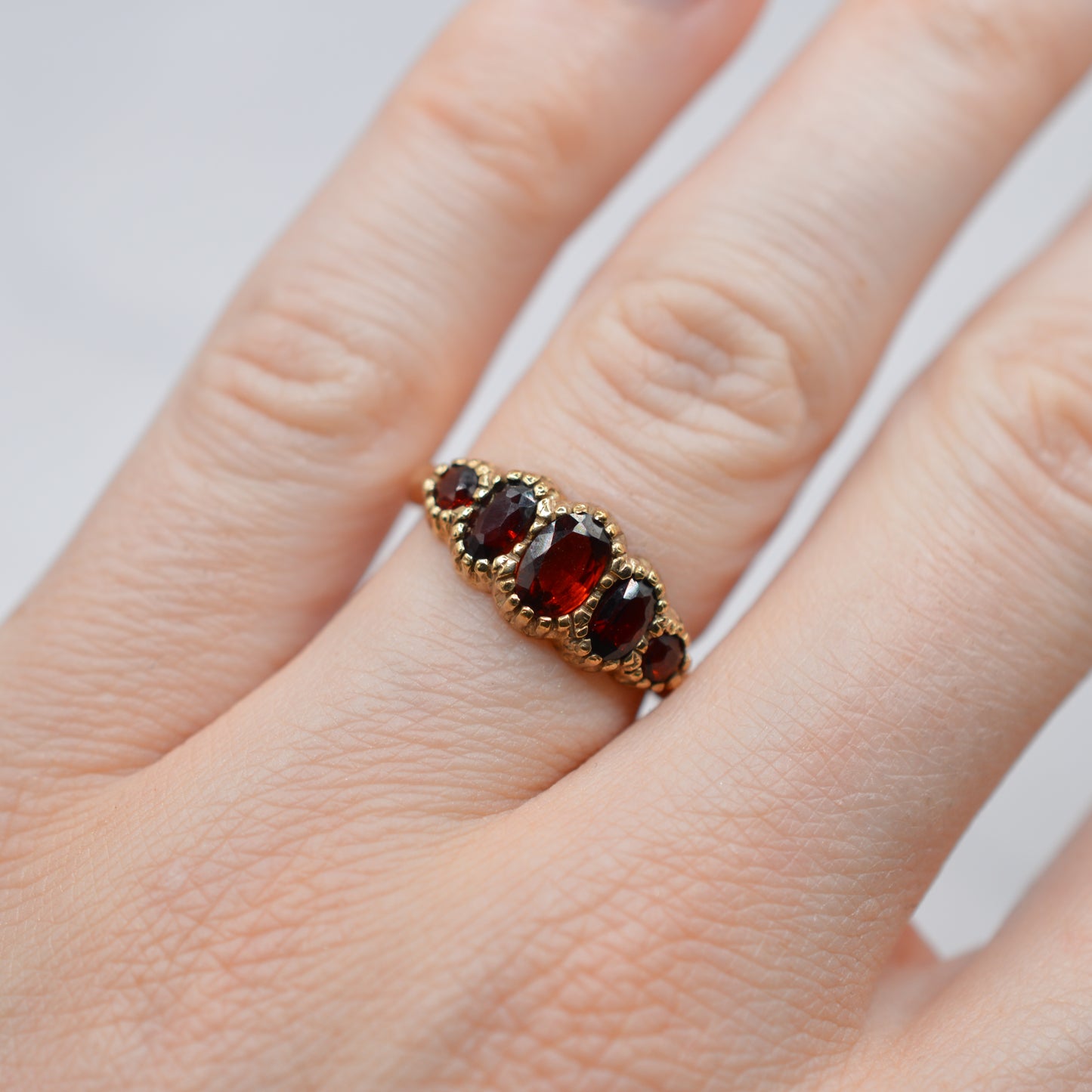 9ct Gold Garnet Five-Stone Ring
