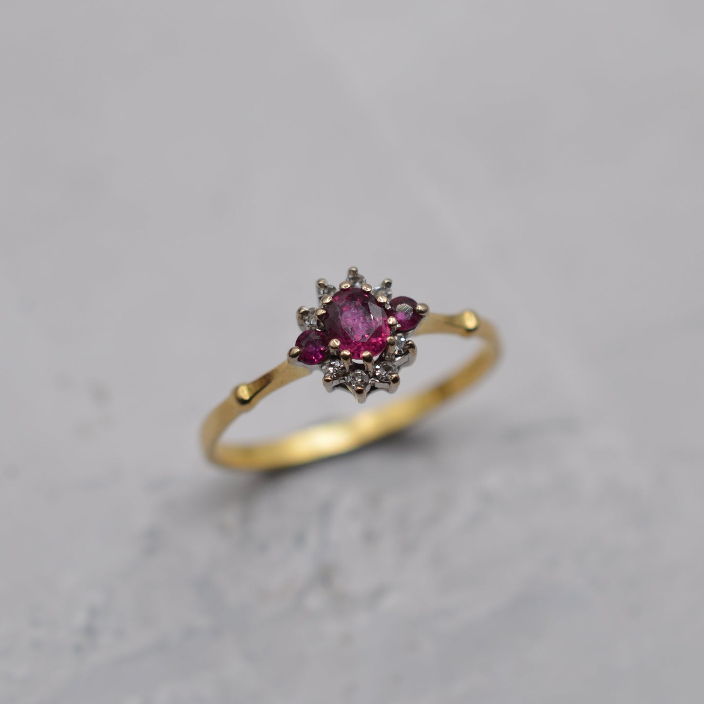 1980s 18ct Gold Ruby & Diamond Cluster Ring