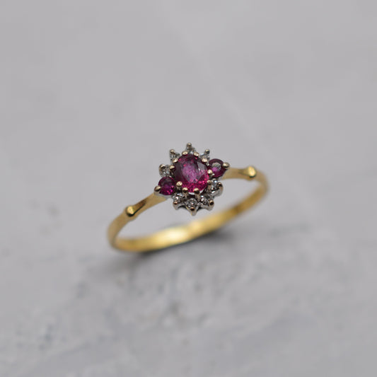 1980s 18ct Gold Ruby & Diamond Cluster Ring
