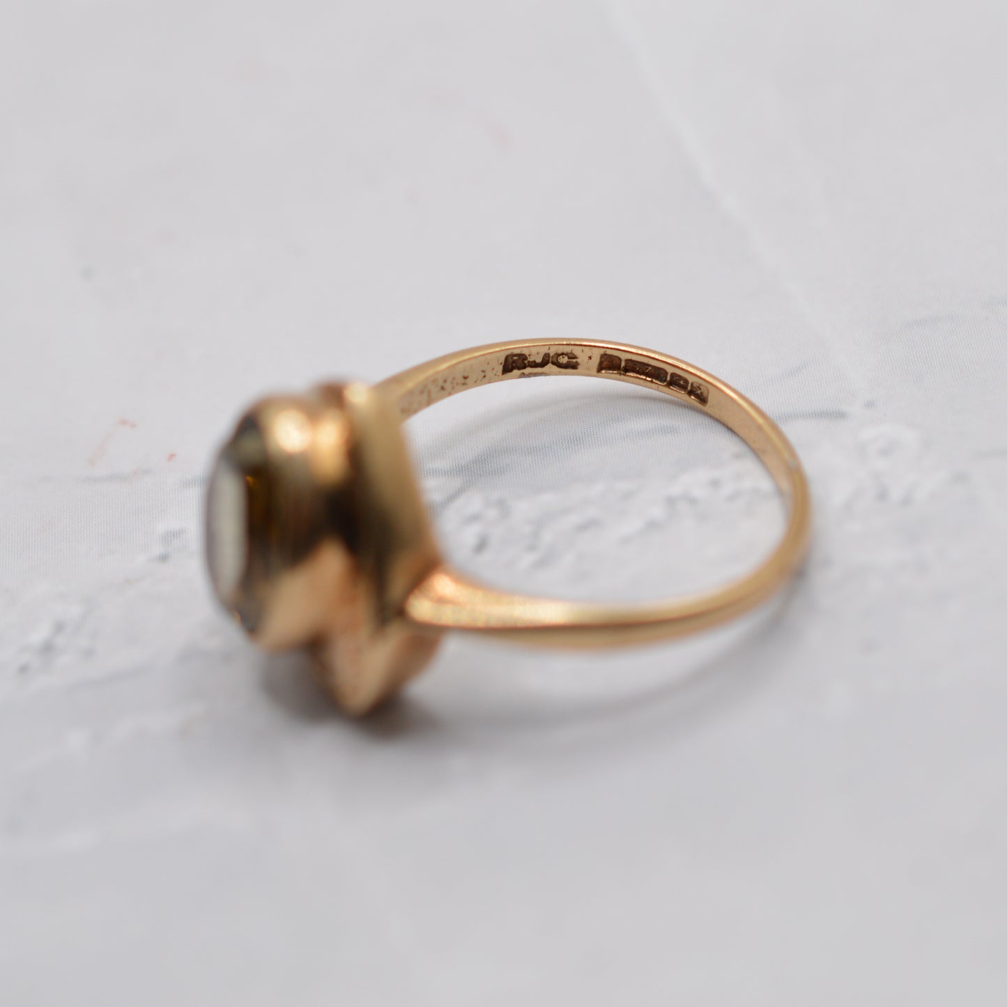 1970s Chunky Vintage 9ct Gold Citrine Heart Ring