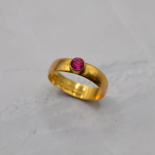 Antique Victorian 1899 22ct Gold Ruby Ring