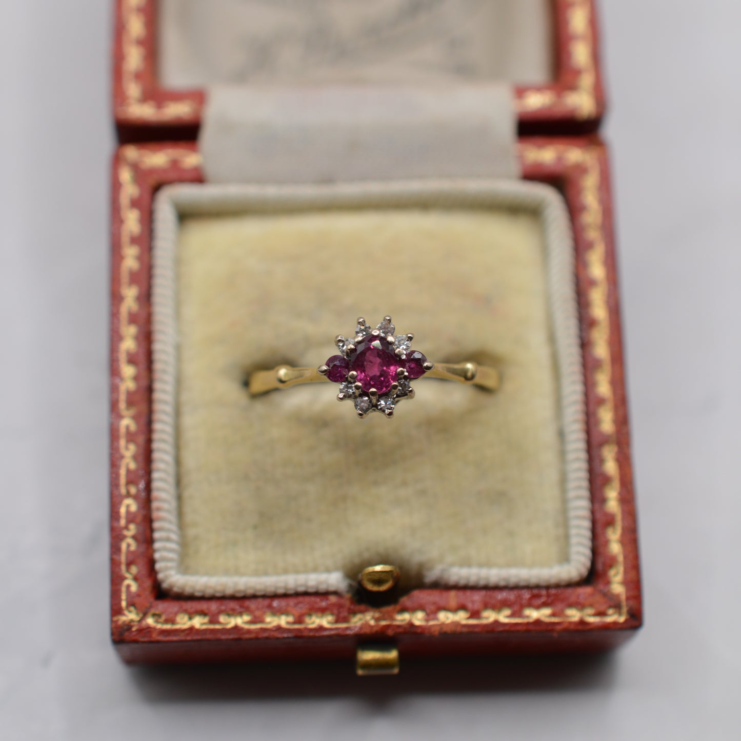 1980s 18ct Gold Ruby & Diamond Cluster Ring