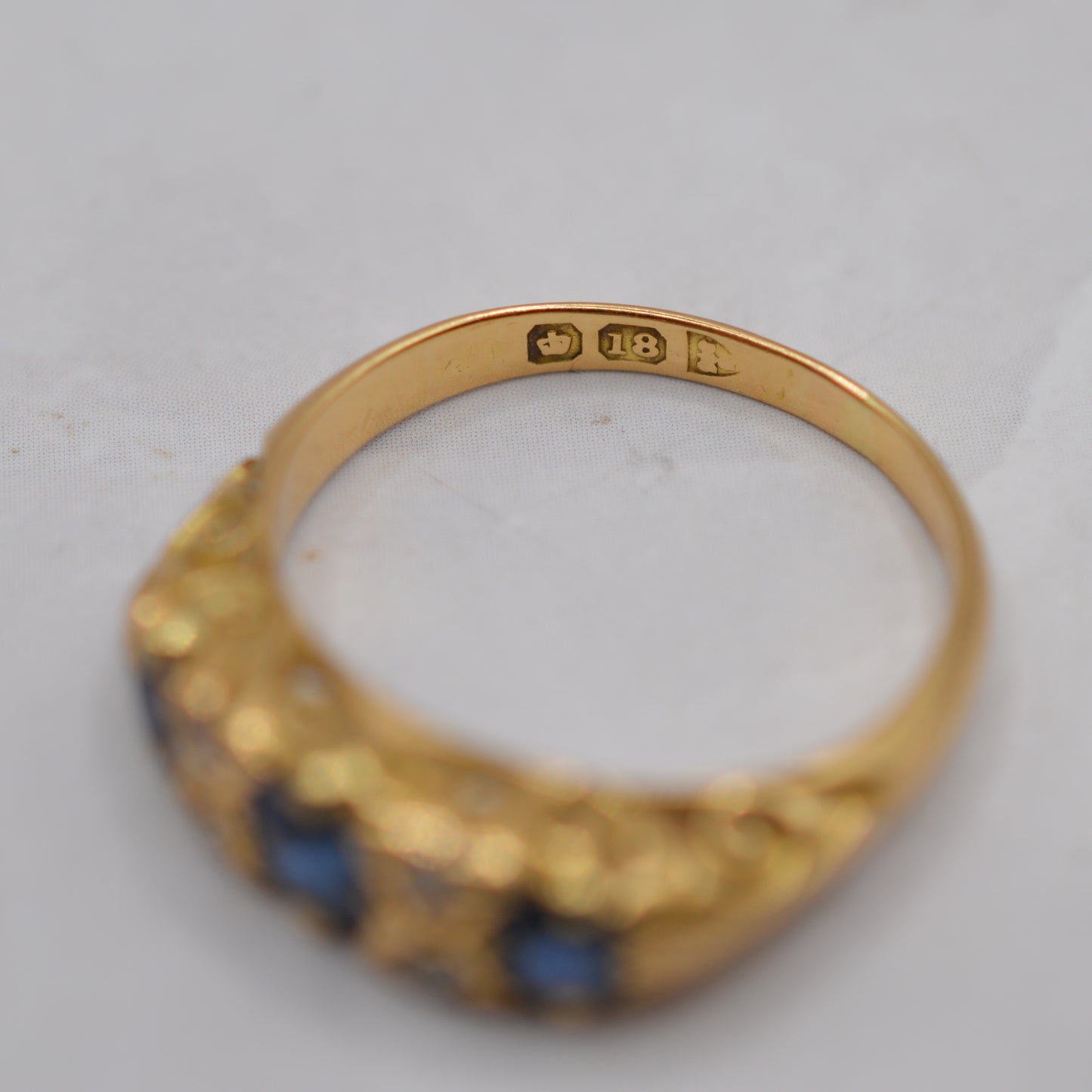 Antique Victorian 18ct Gold Sapphire & Diamond Seven-Stone Ring
