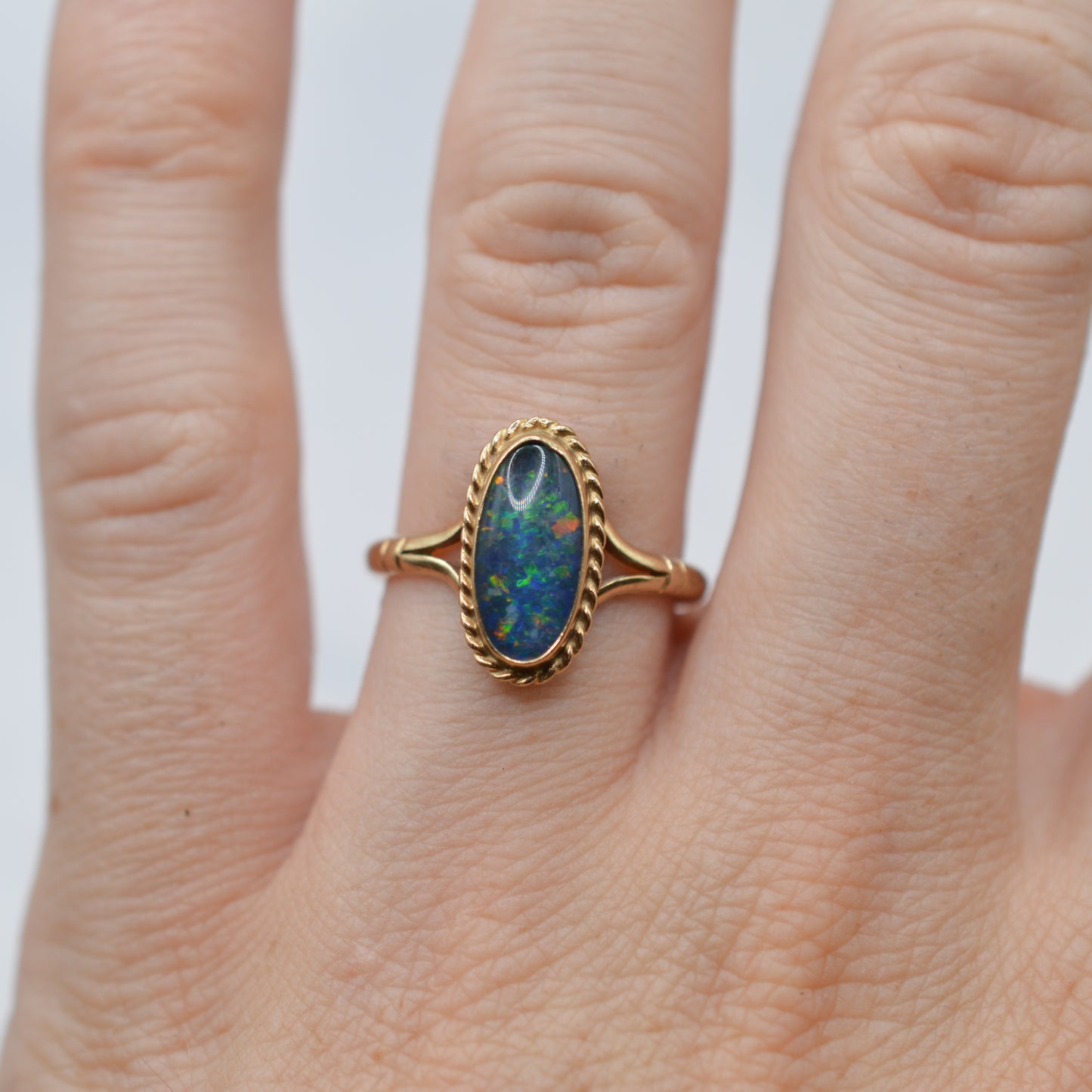1980s 9ct Gold Opal Triplet Solitaire Ring