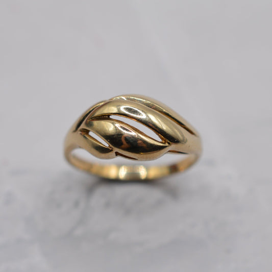 1980s 9ct Gold Chunky Leaf Ring