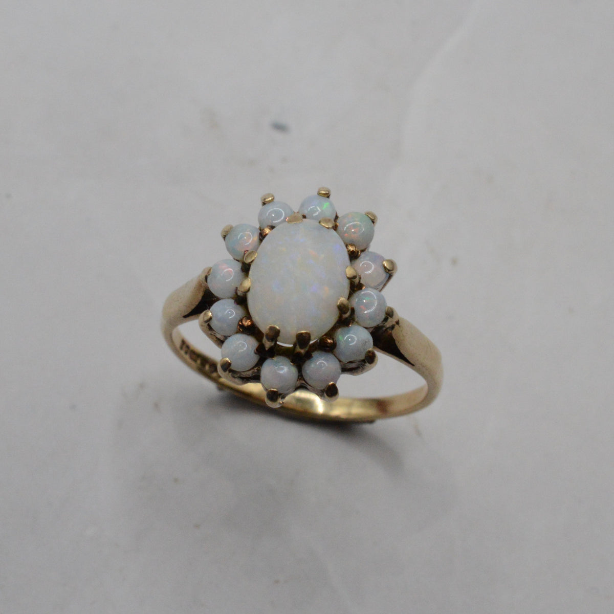1980s 9ct Gold Opal Cluster Ring