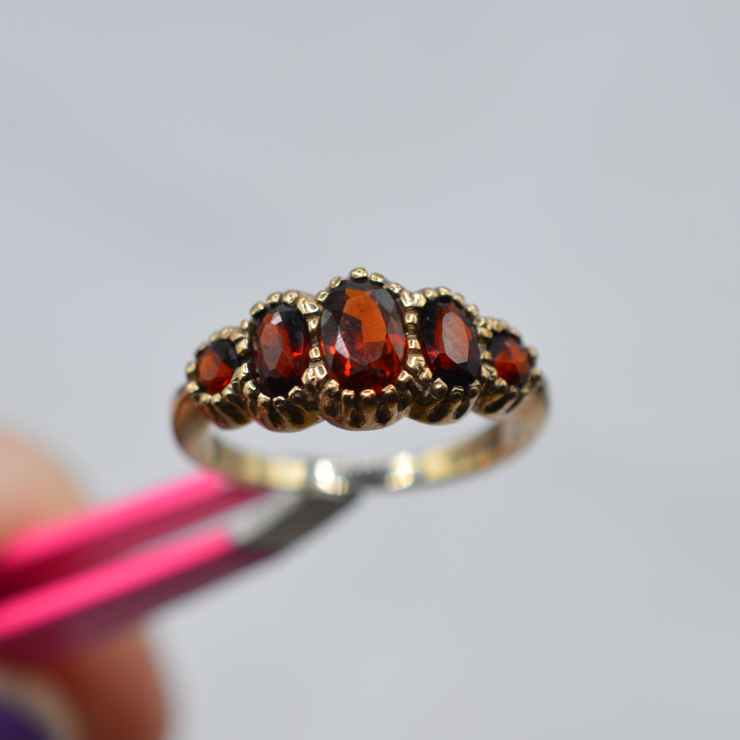 9ct Gold Garnet Five-Stone Ring