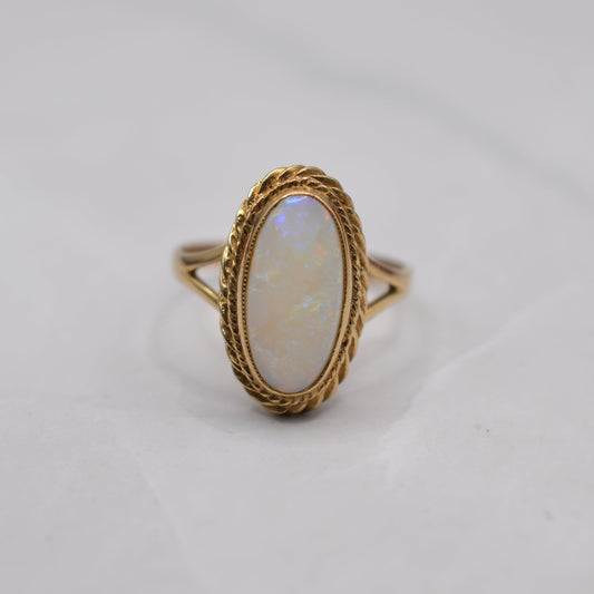 1980s Chunky 9ct Gold Opal Cocktail Ring