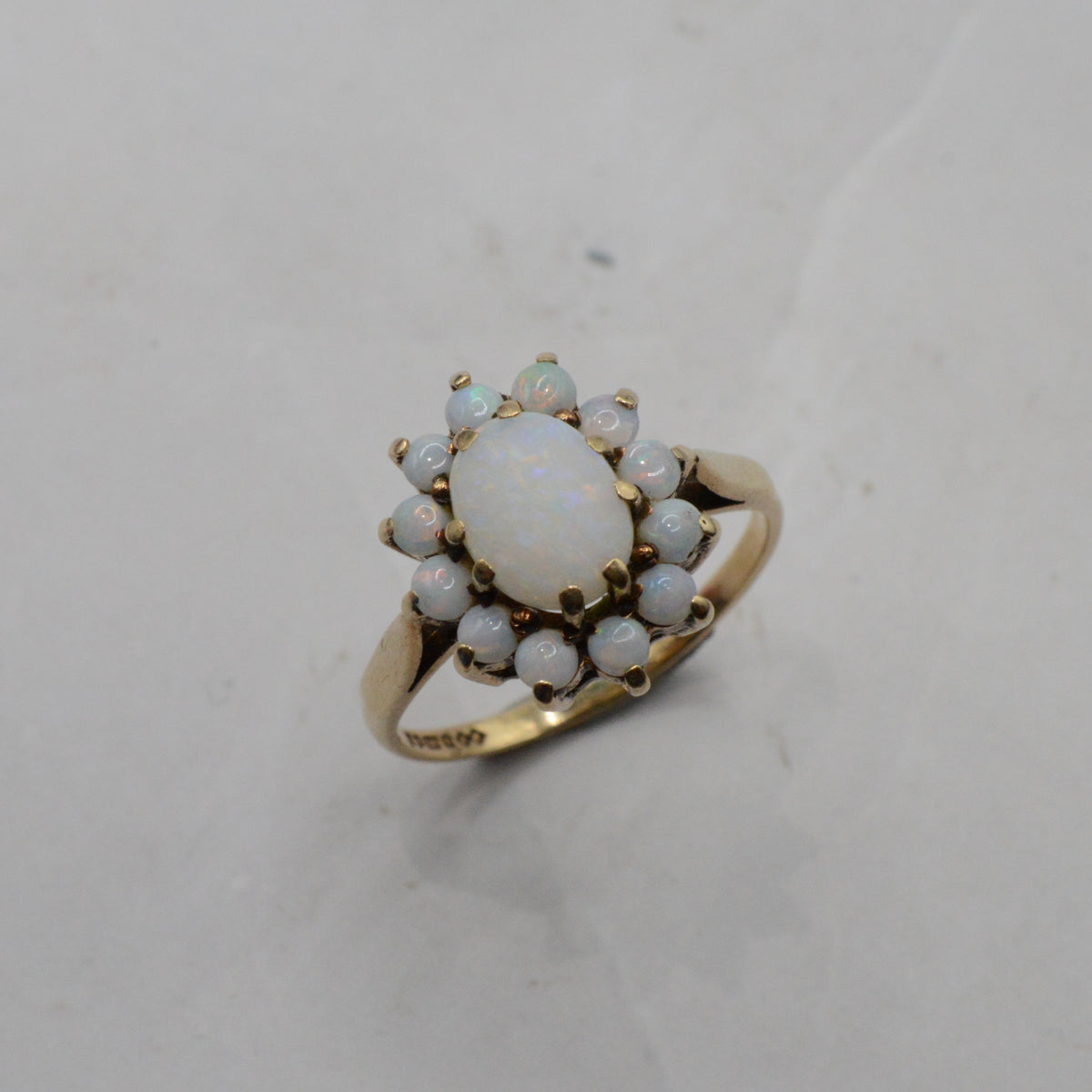 1980s 9ct Gold Opal Cluster Ring