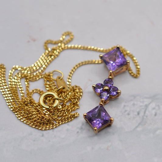 9ct Gold Amethyst Pendant Necklace