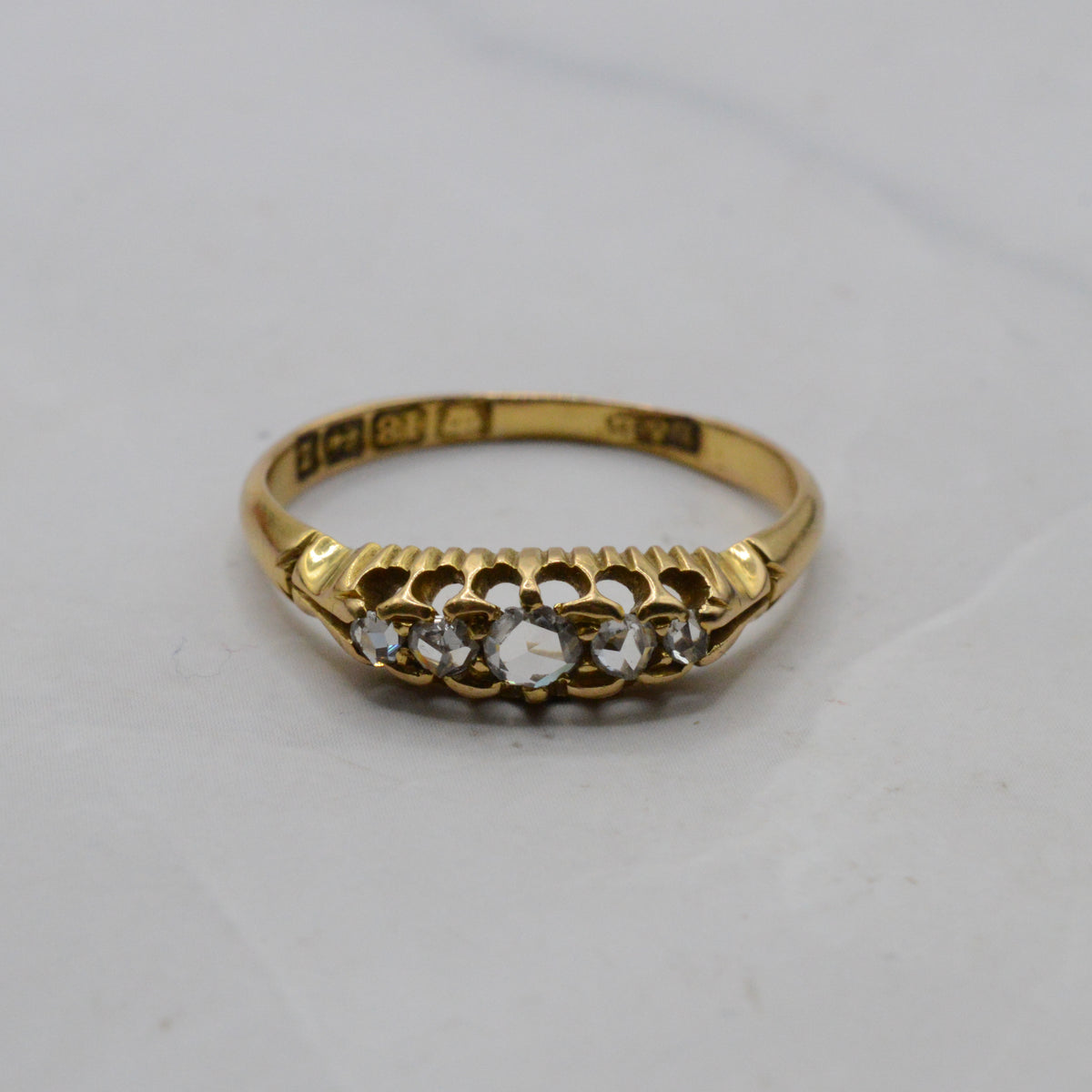 1899 Victorian Antique 18ct Gold Diamond Five-Stone Ring