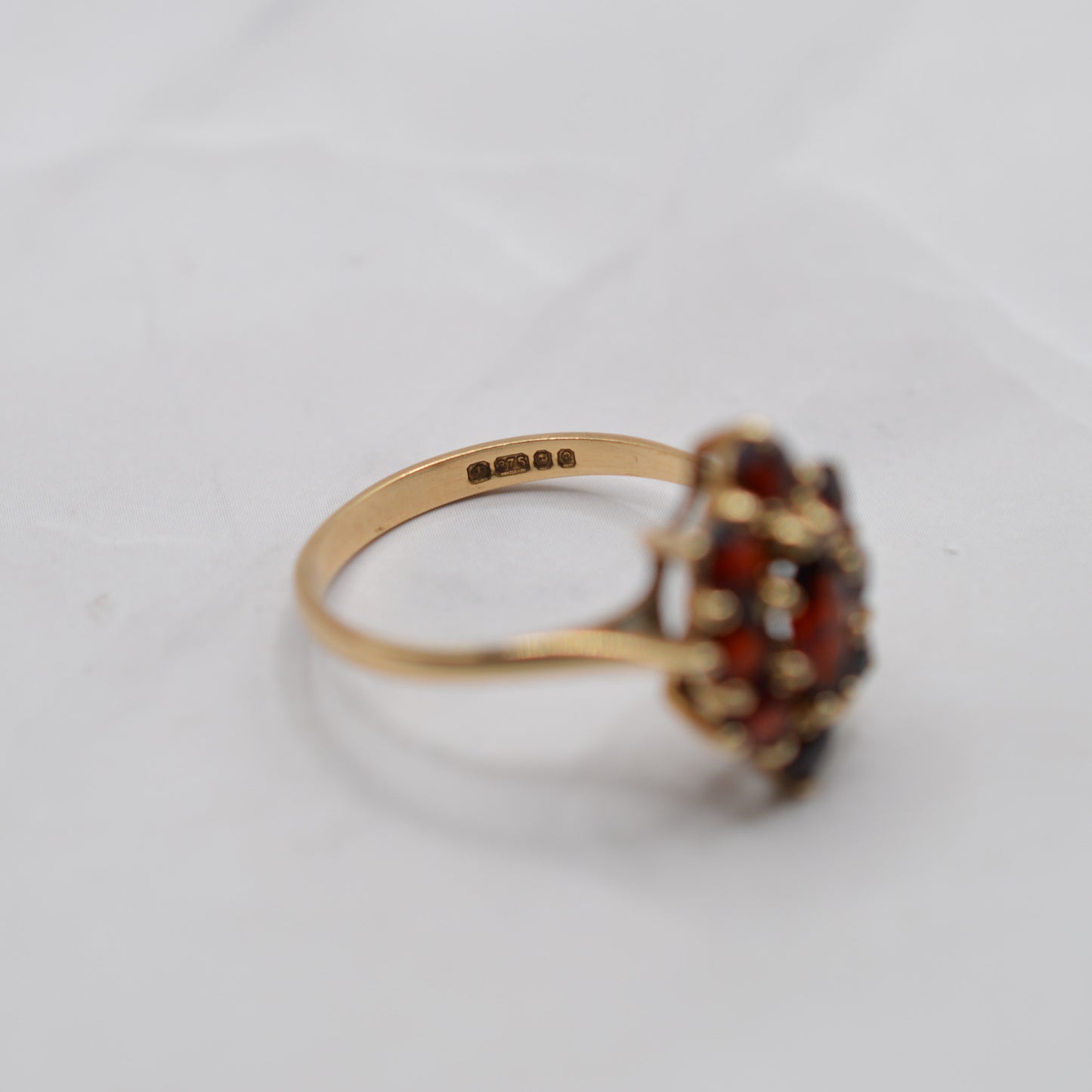 1970s Vintage 9ct Gold Garnet Cluster Ring