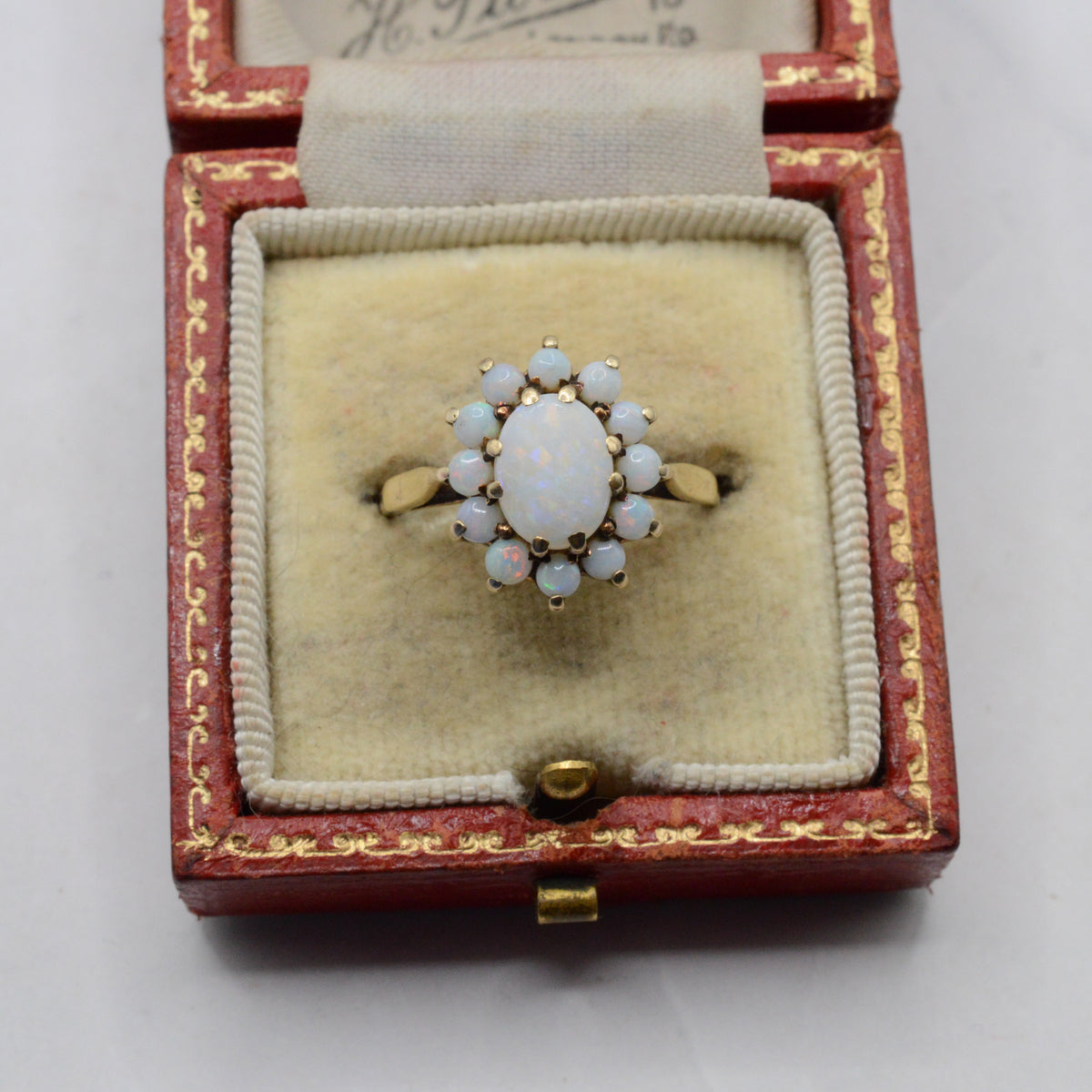 1980s 9ct Gold Opal Cluster Ring