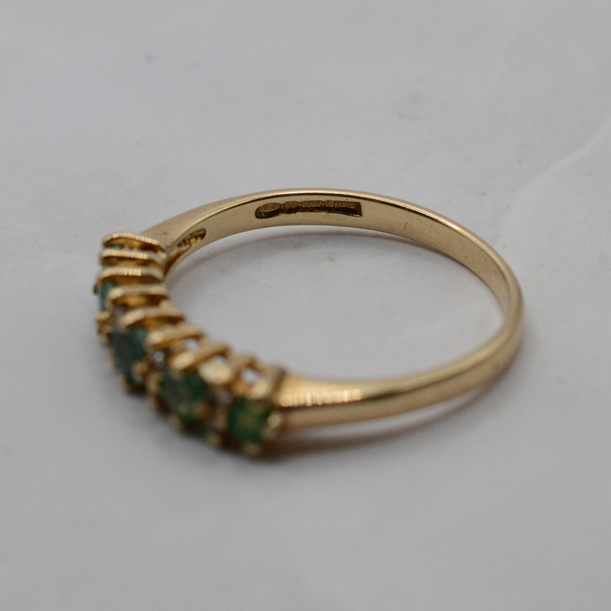 9ct Gold Emerald & Diamond Half-Eternity Ring