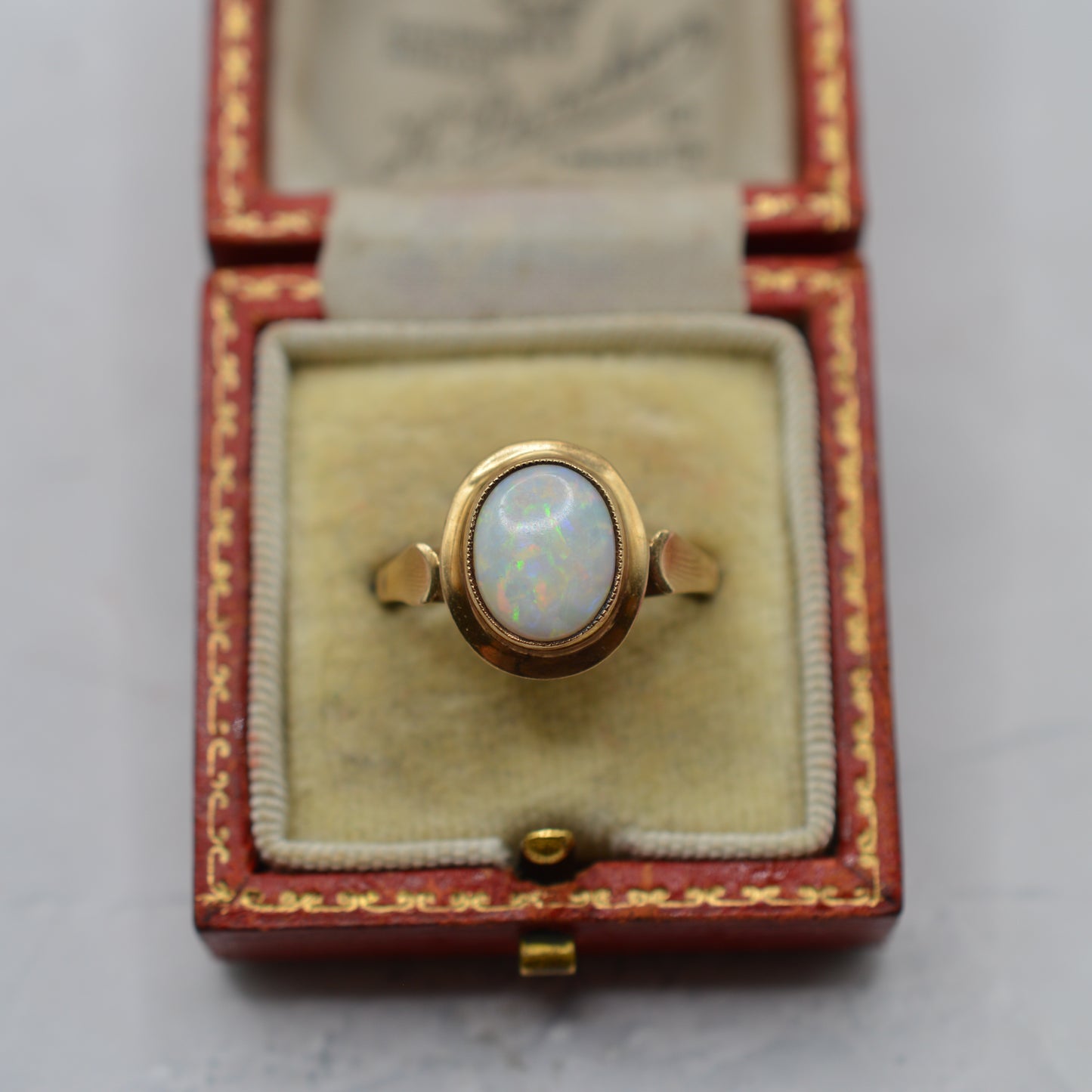 1970s Vintage 9ct Gold Opal Solitaire Ring