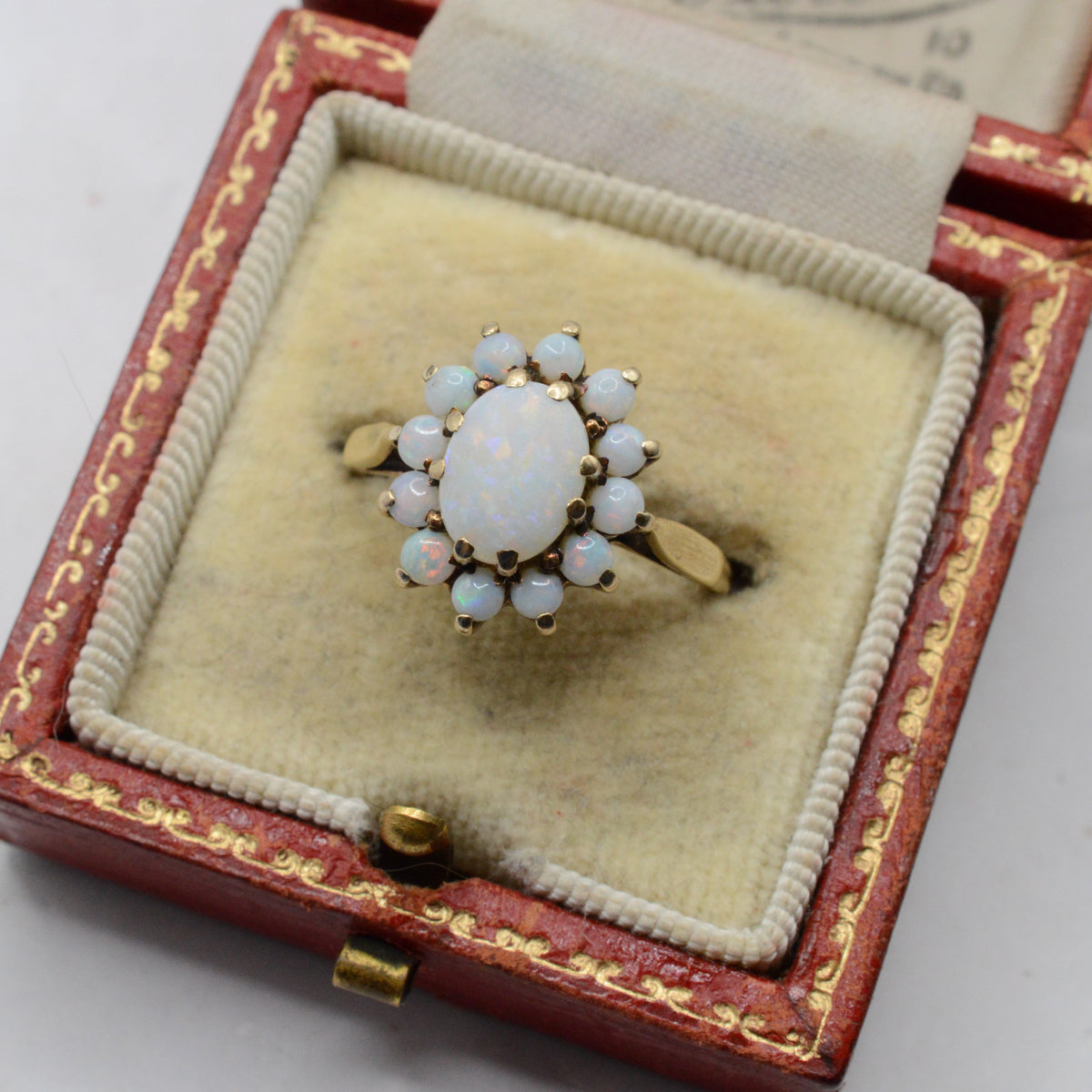 1980s 9ct Gold Opal Cluster Ring