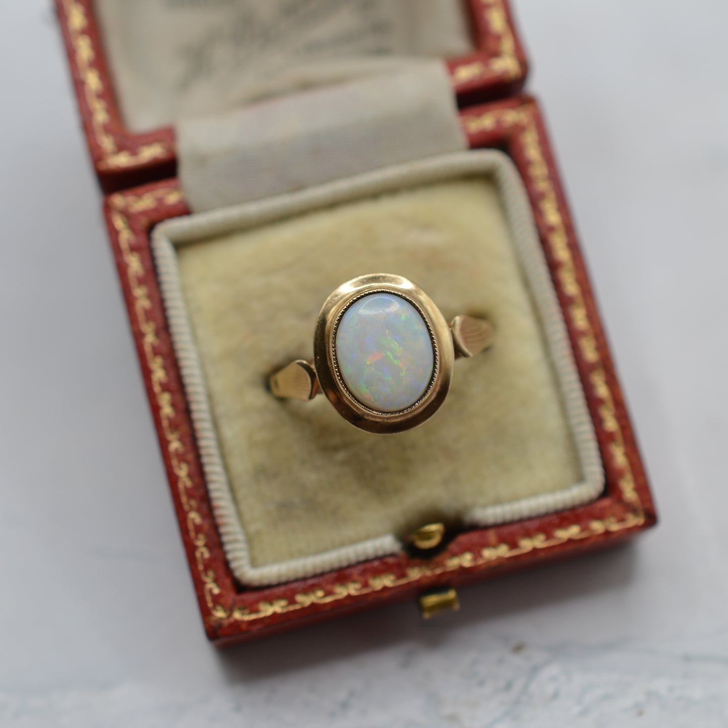 1970s Vintage 9ct Gold Opal Solitaire Ring