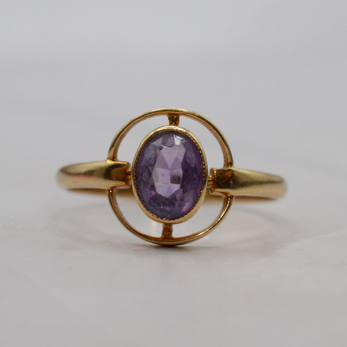 Antique Art Nouveau 18ct Gold Amethyst Dress Ring