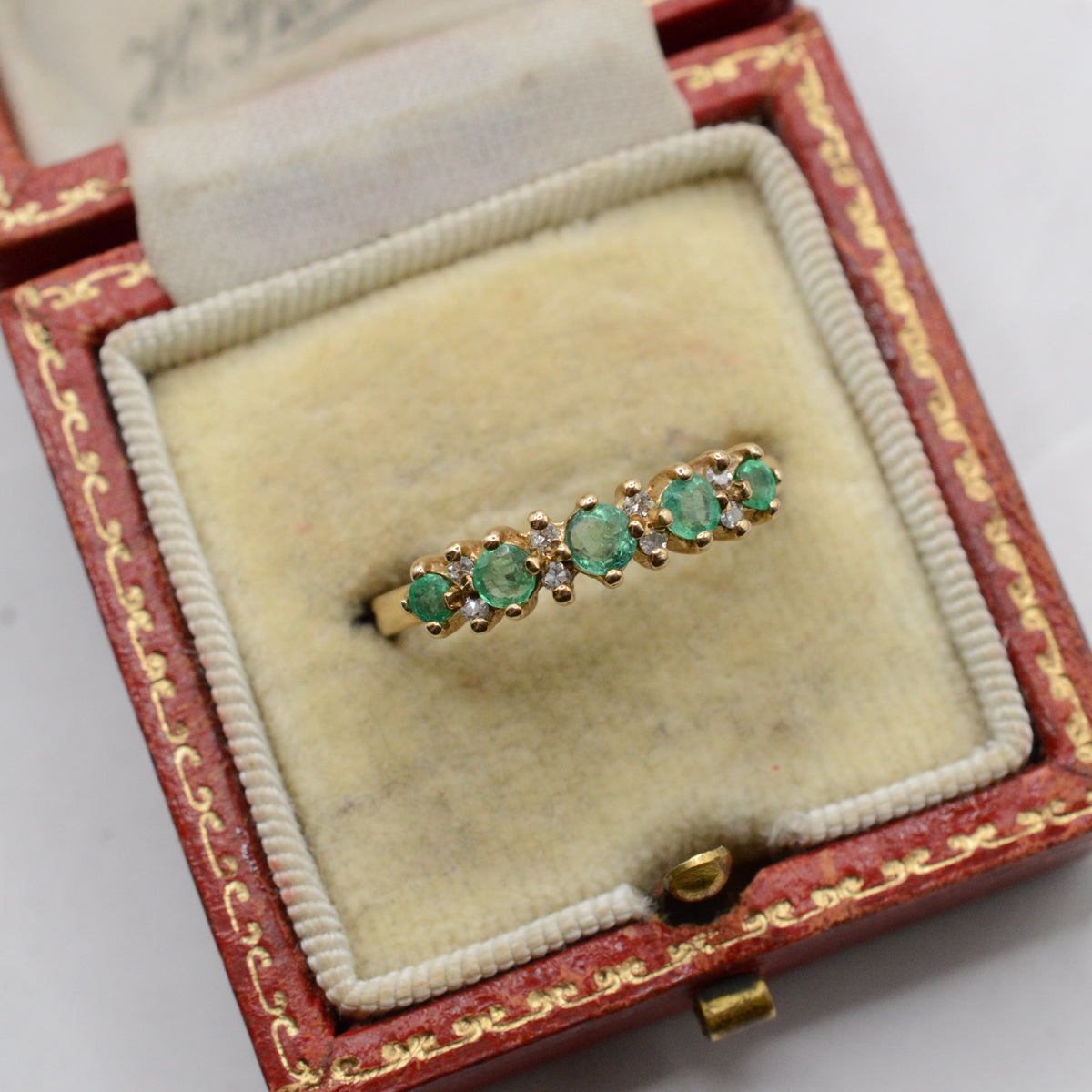 9ct Gold Emerald & Diamond Half-Eternity Ring