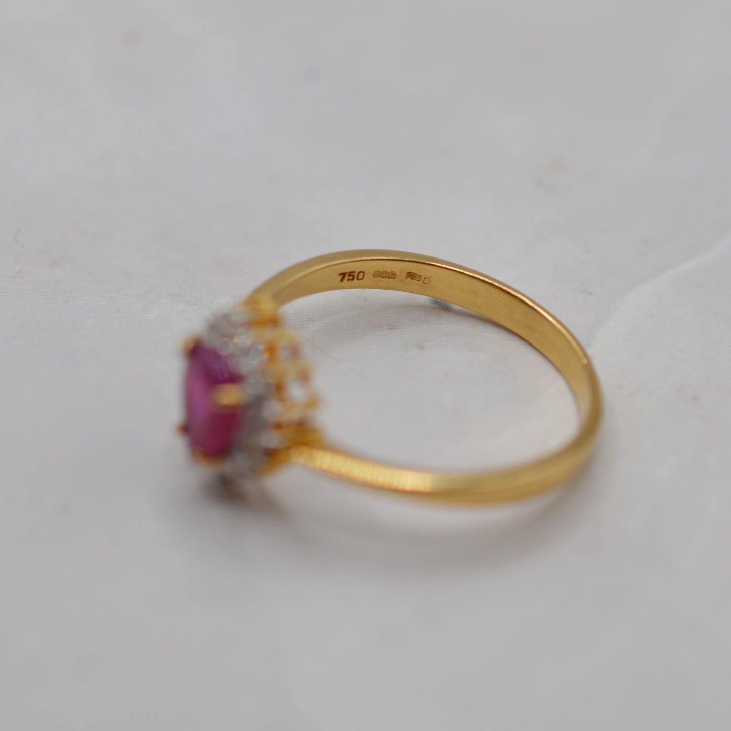 18ct Gold Ruby & Diamond Pear Cluster Ring