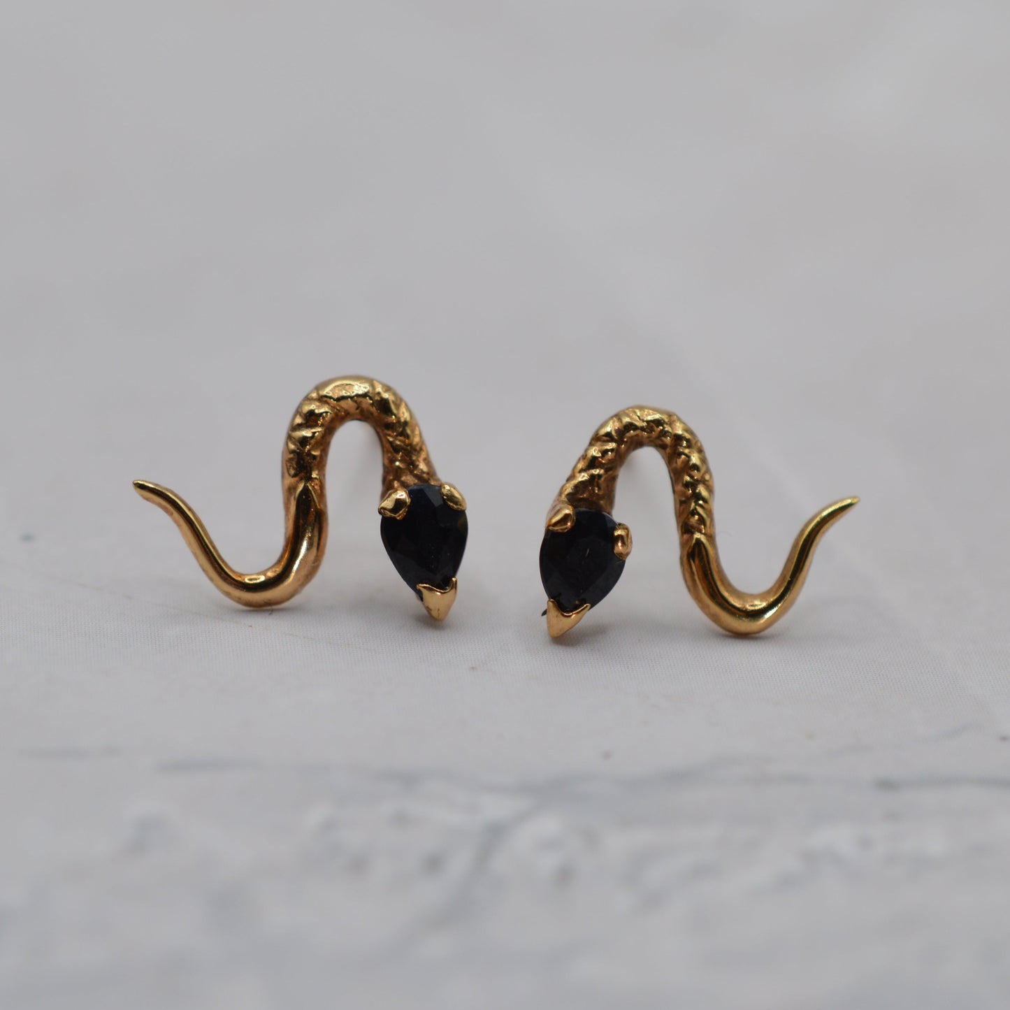 9ct Gold Sapphire Snake Earrings