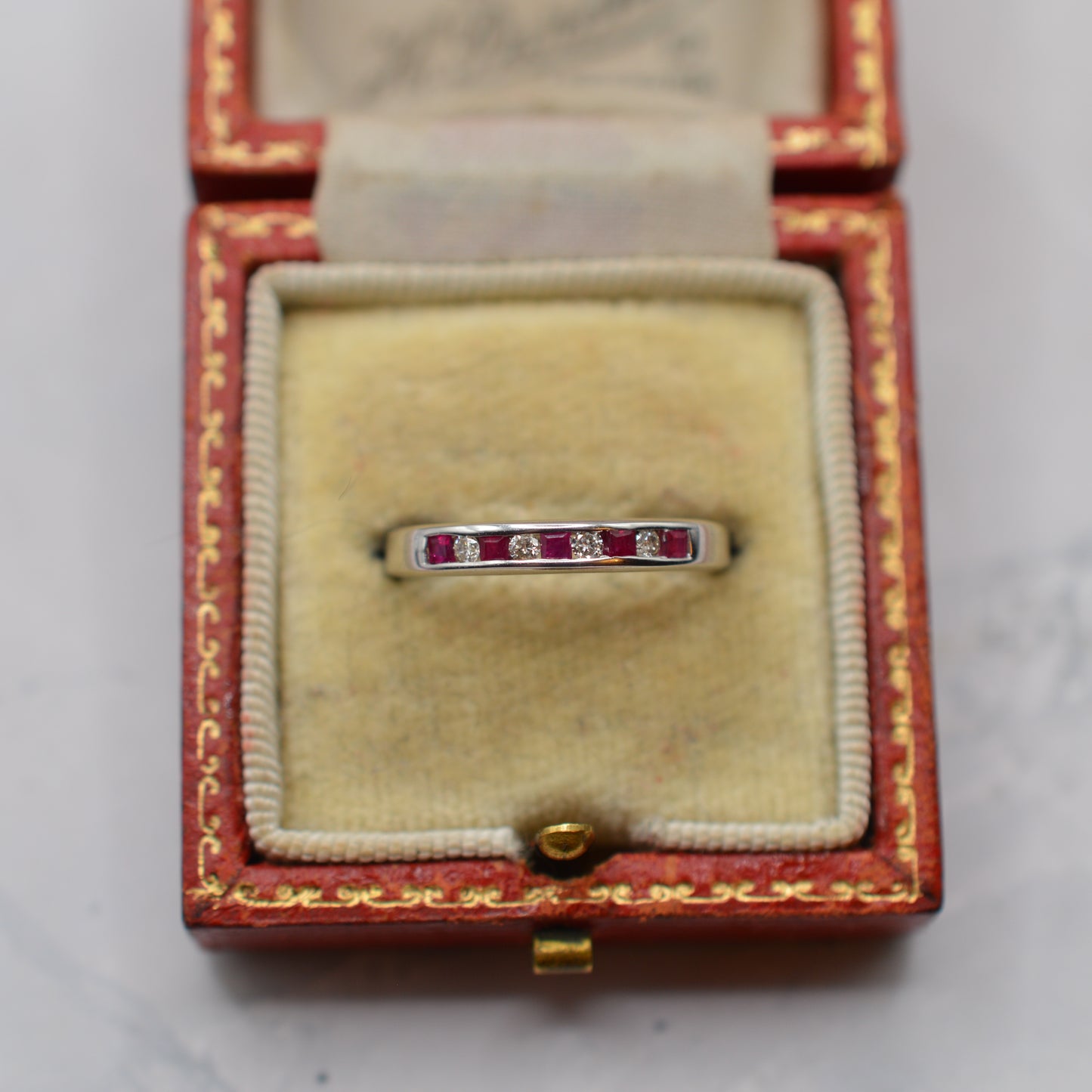 18ct White Gold Ruby & Diamond Half-Eternity Ring